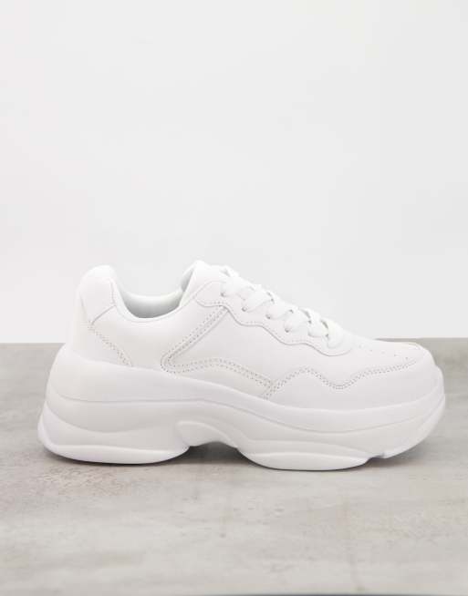 Truffle Collection - Sneakers stringate bianche a pannelli con suola spessa