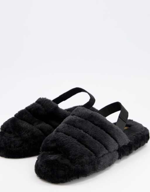 Slingback hot sale fluffy slippers