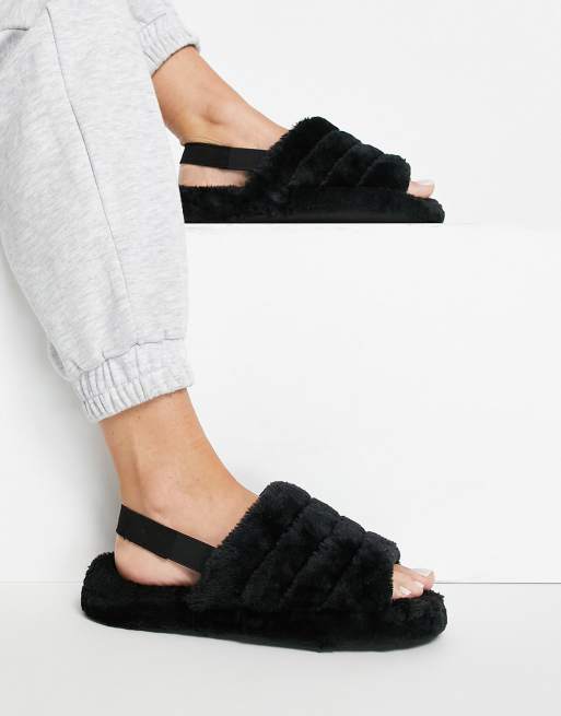 Plain discount fluffy slippers