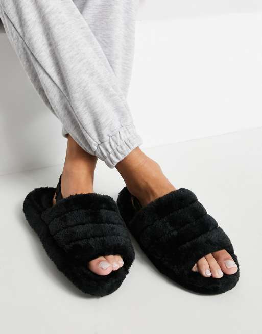 Sling back fluffy online slippers