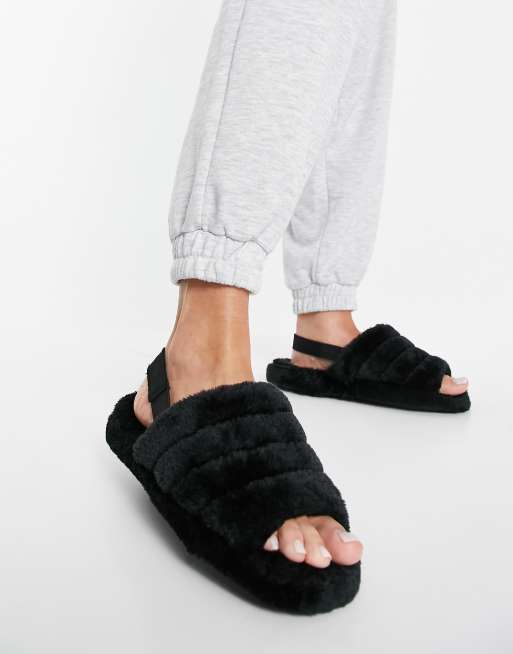 Fluffy elastic back slippers hot sale