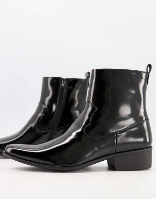 Truffle Collection - Sorte Chelsea-støvler i westernstil