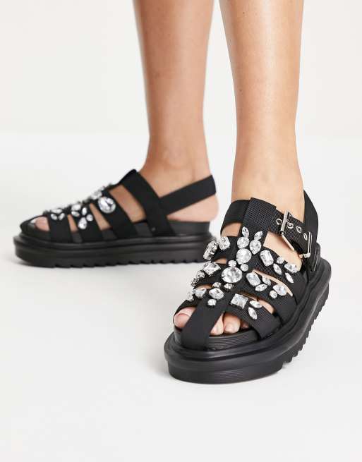 Truffle Collection - Sorte sandaler med udsmykning i netmateriale