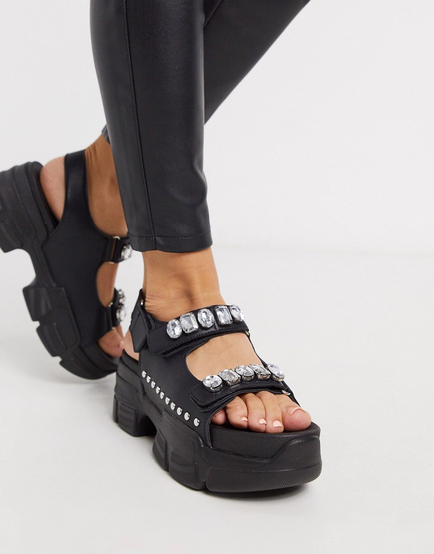 Truffle Collection - Sportieve sandalen met versiering in zwart