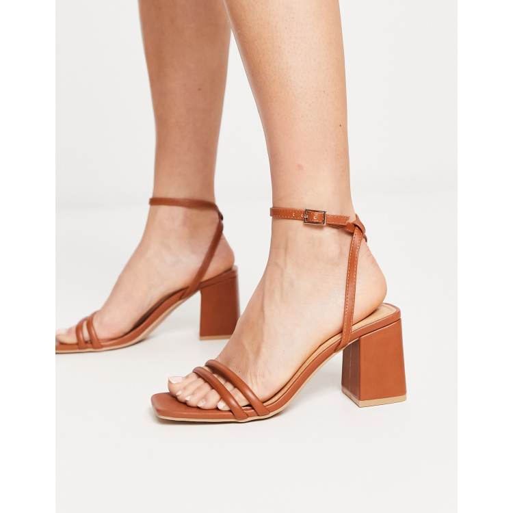 Tan low 2025 block heel sandals