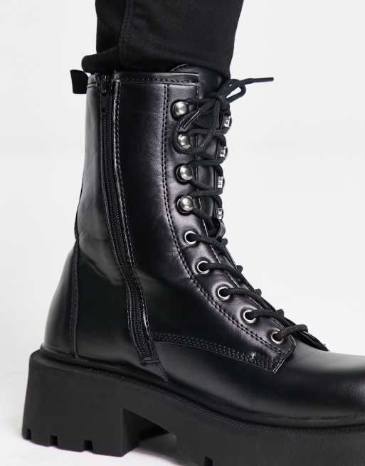 Faux leather hotsell combat boots