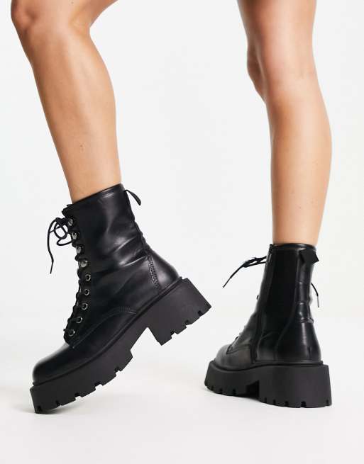 Square steel toe on sale lace up boots