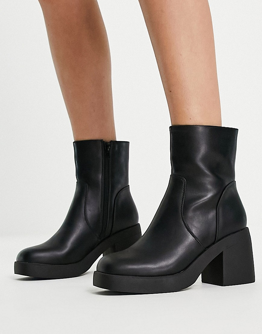 Truffle Collection Square Toe Heeled Ankle Boots In Black