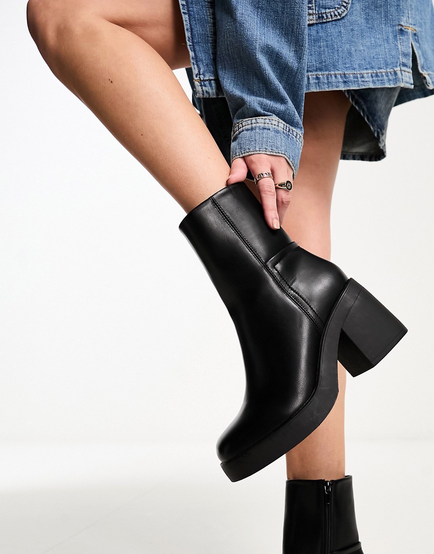 Truffle Collection square toe heeled ankle boots in black