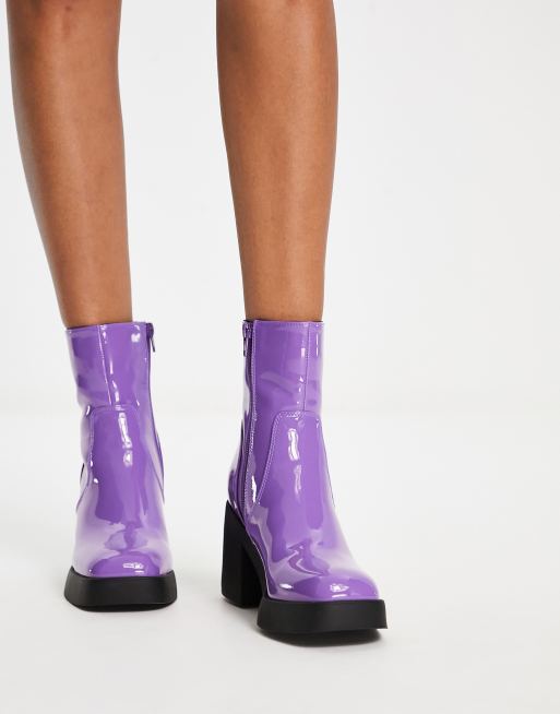 what to wear with purple ankle boots