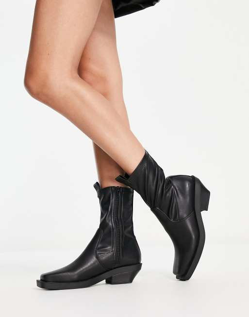 Truffle Collection square toe western boots in black | ASOS