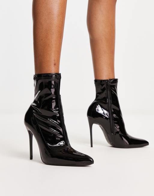  Other Stories Patent Leather Pointed Toe Stiletto Boots in Black