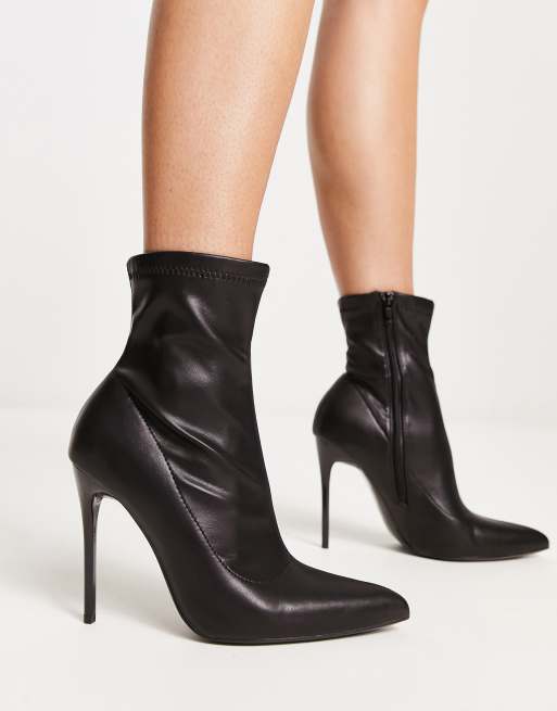 Truffle Collection stiletto heel sock boots in black | ASOS