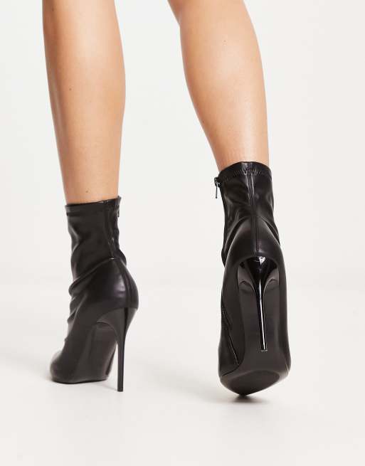 Public Desire Lilu ruched heeled ankle boots in black