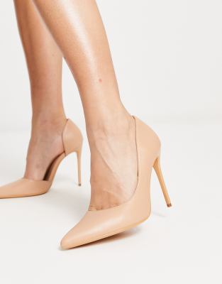  stiletto heeled court shoes in beige