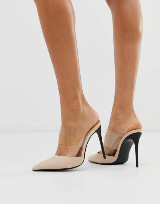 Nude clear strap on sale shoes