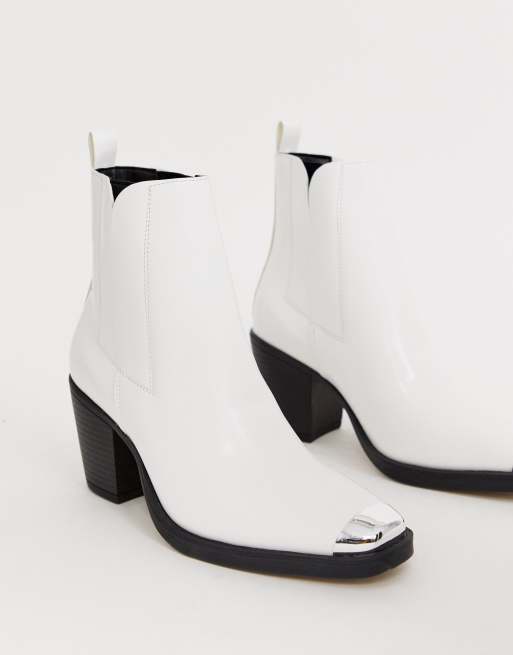 Truffle Collection - Stivaletti bianchi con punta stile western, 3 di 4