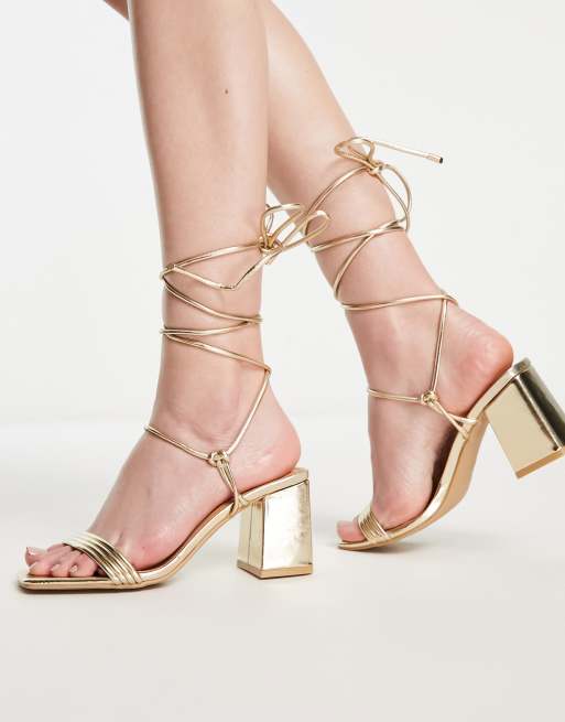 Rose gold mid block heel clearance sandals