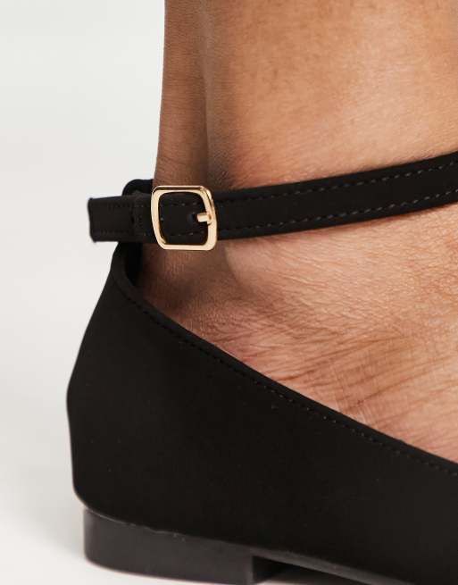 Truffle Collection strappy pointed ballet flats in black | ASOS
