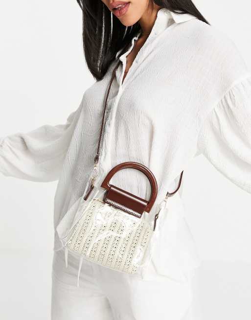 Bamboo Handle Clear Purse Handbags with Inner Pouch