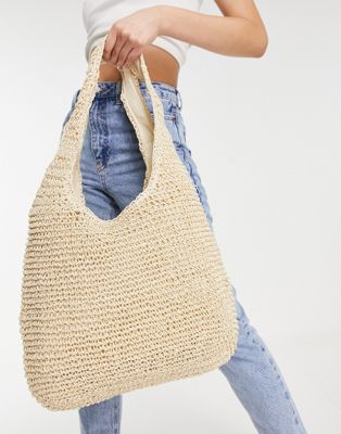 Truffle Collection straw tote bag in cream