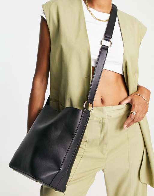 Truffle Collection structured bag with detachable cross body strap