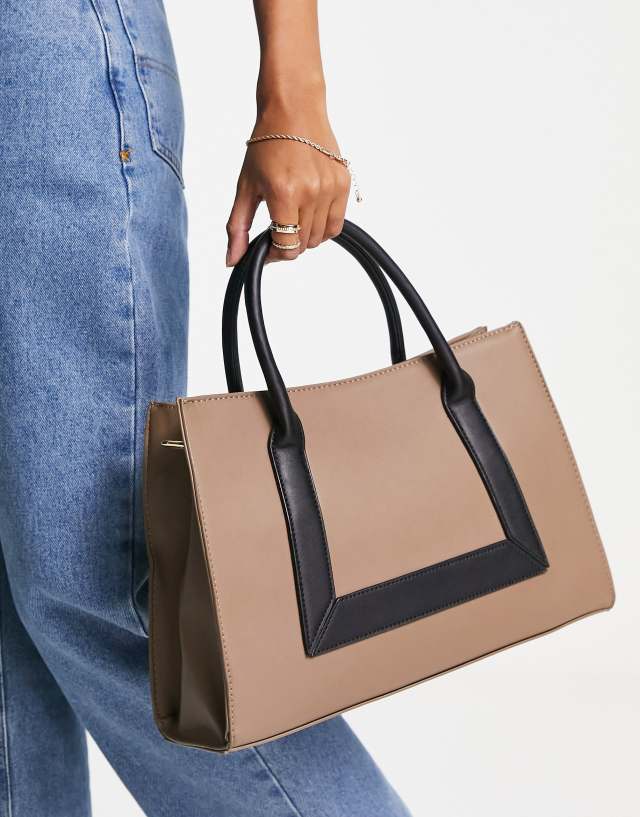 Truffle Collection structured oversized tote bag in dark tan