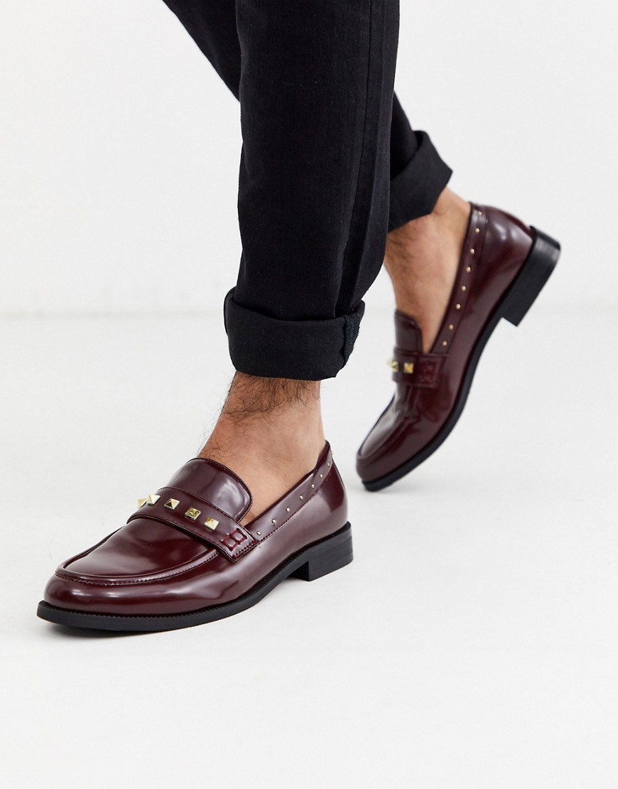 Truffle Collection stud penny loafer in bordeaux-Red