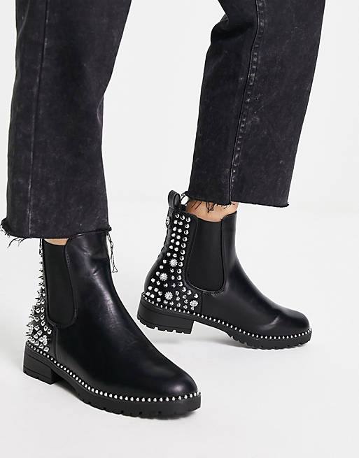 Onaangenaam Draaien Lunch Truffle Collection studded chelsea boots in black and silver | ASOS
