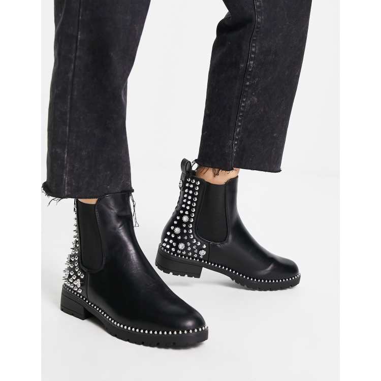 Grey studded chelsea store boots