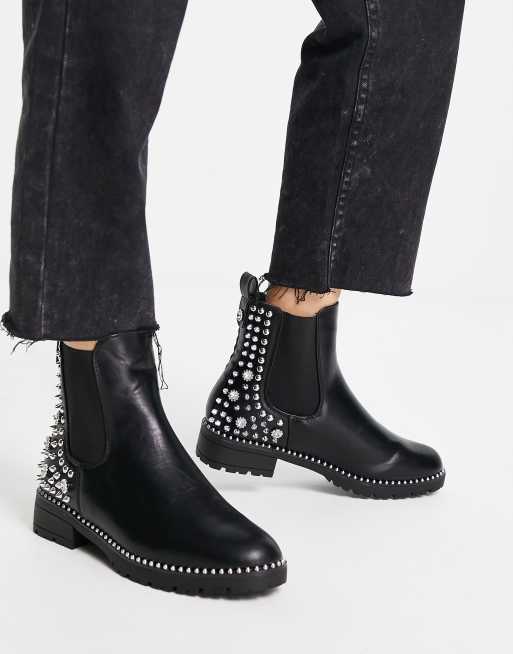 Black studded chelsea store ankle boots