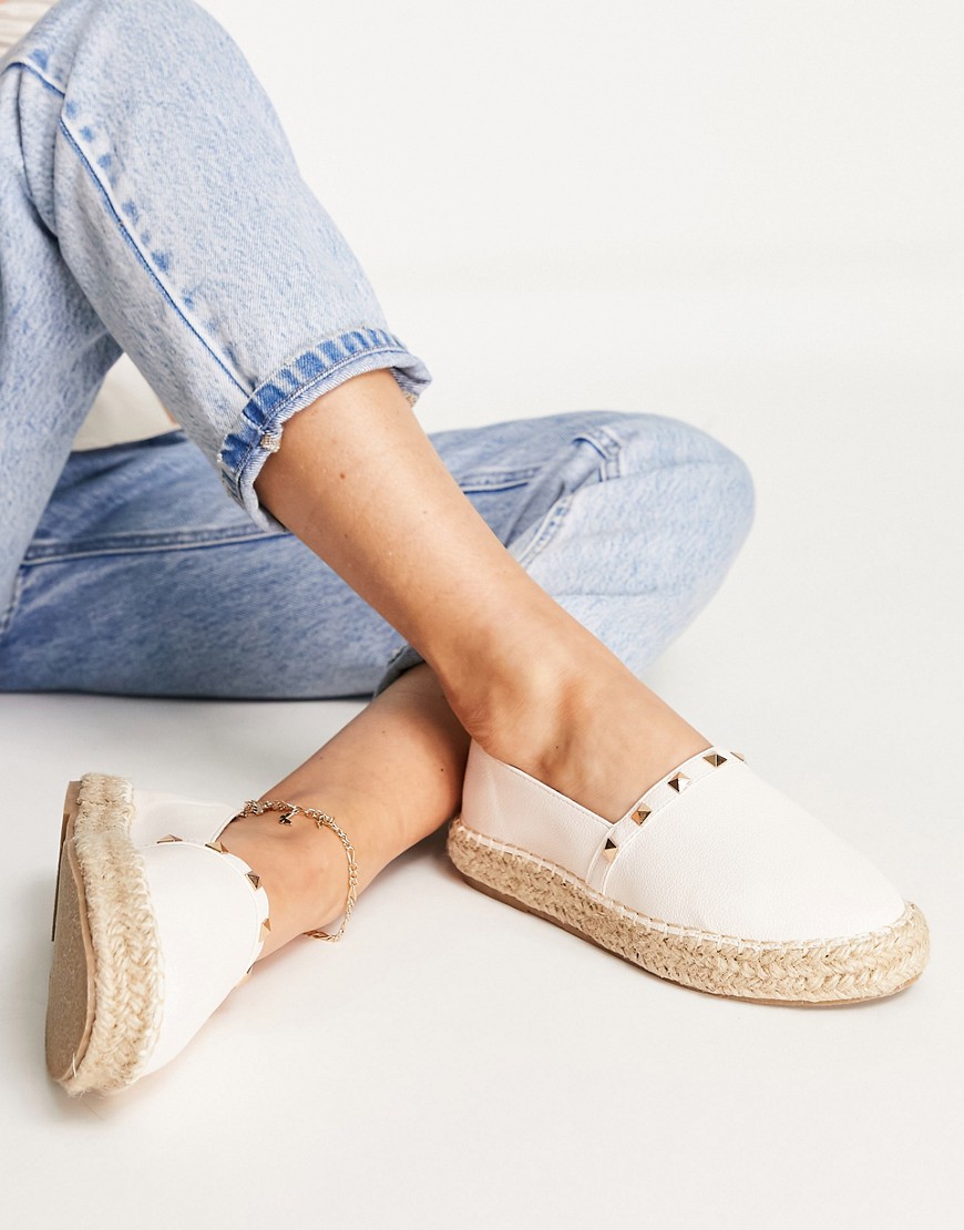Truffle Collection Studded Espadrille Shoes In Beige-Neutral