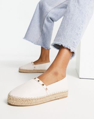 Truffle Collection studded espadrille shoes in beige