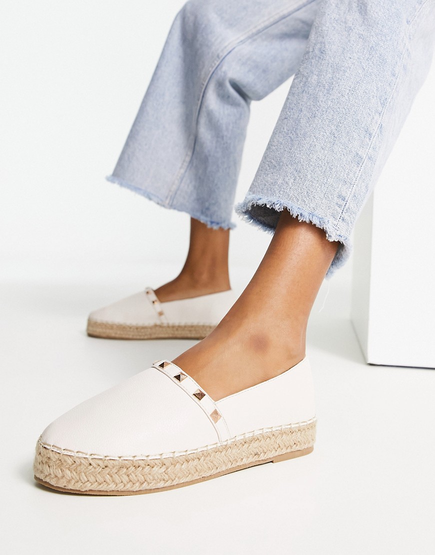 Truffle Collection Studded Espadrille Shoes In Beige-neutral