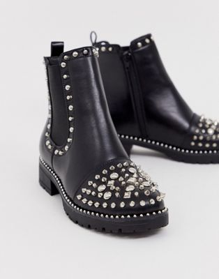 flat studded ankle boots