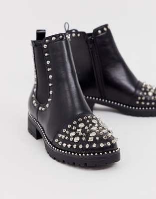 black studded ankle boots