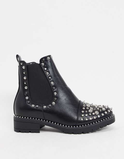 Studded flat shop ankle boots