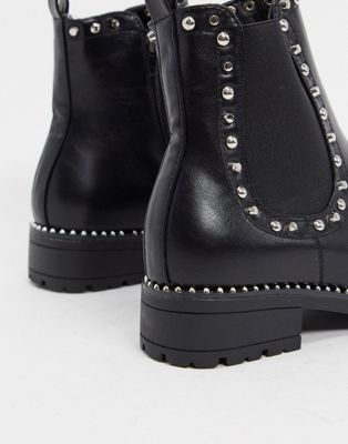 flat black studded boots