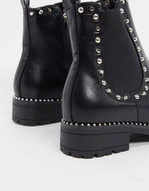 Studded flat 2025 ankle boots