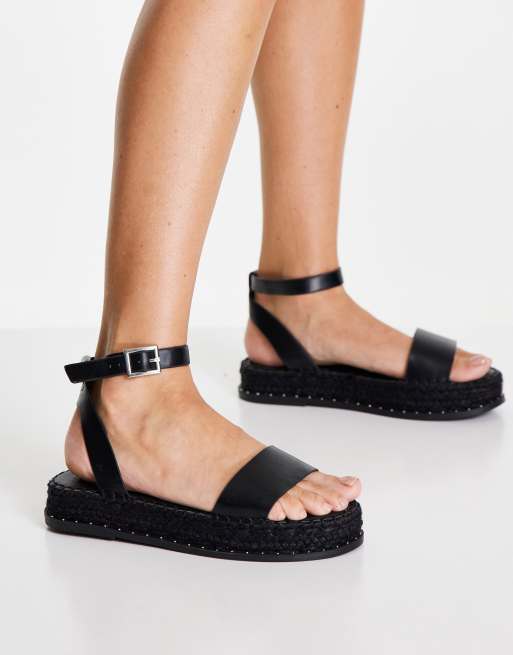 LIMITED COLLECTION Black Strappy Studded Sandals In E Wide Fit