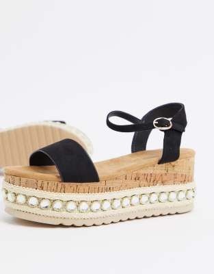 black studded flatform sandals