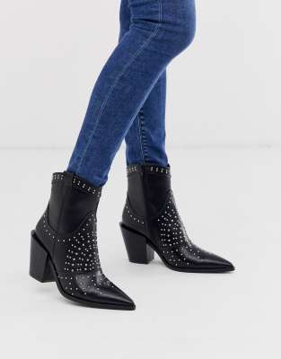 Truffle Collection studded pointed western boot in black