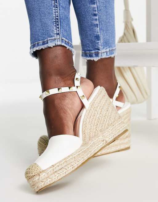 White deals studded espadrilles