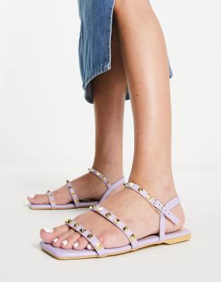 Truffle Collection studded strappy flat sandals in lilac