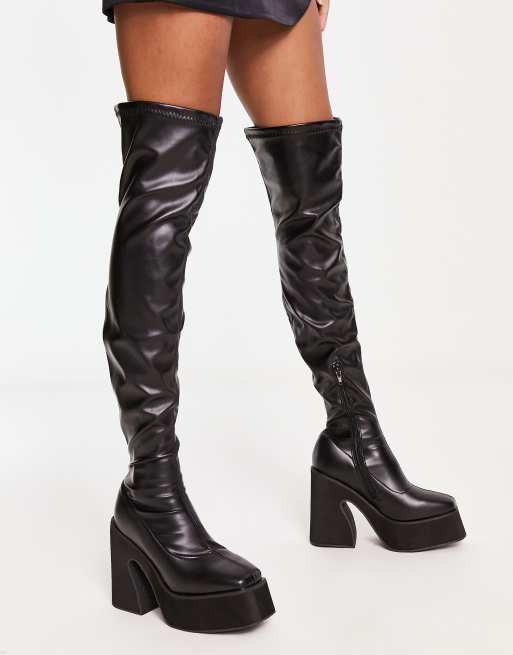 Chunky platform over 2025 the knee boots