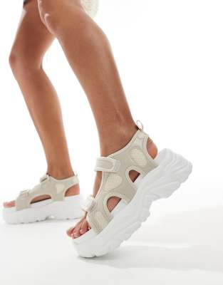 Truffle Collection Super Chunky Sporty Sandals In Beige-neutral