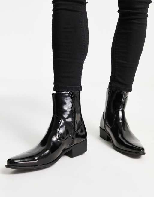 Truffle Collection – Svarta chelseaboots i cowboystil