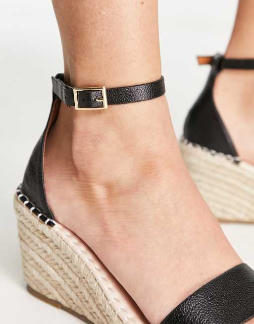 Truffle Collection – Svarta espadriller med kilklack och bred passform, 3 av 4