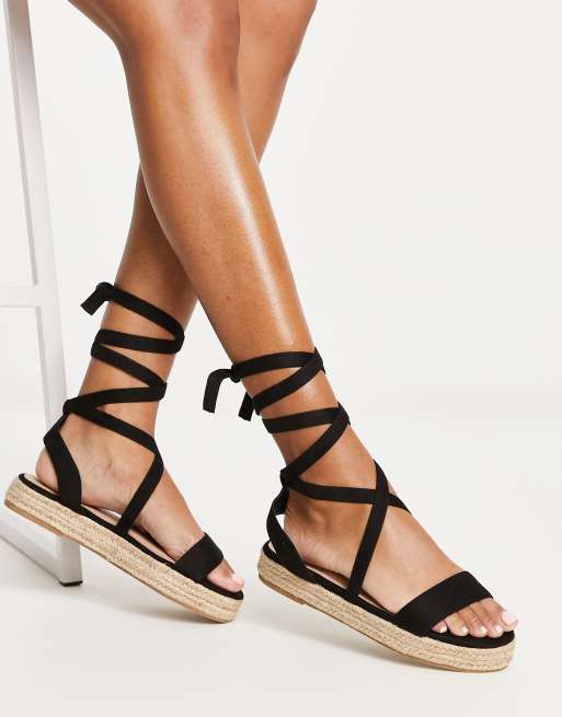 Truffle Collection – Svarta espadriller med knytning runt benet, 4 av 4