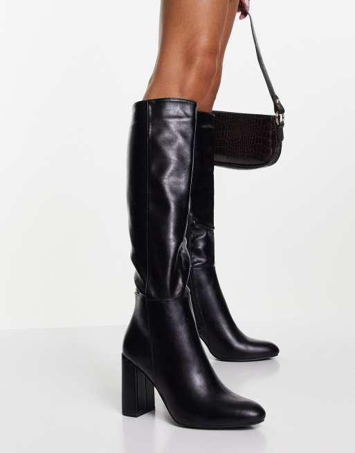 Truffle Collection – Svarta ,lårhöga boots med klack, 4 av 4